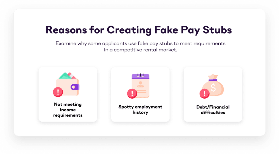 In Post Image: Reasons for Fake Pay Stubs
