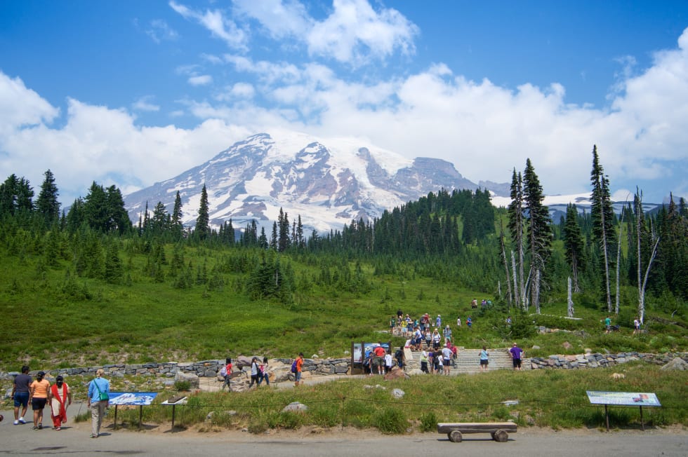 The volcano Mt Rainier in Washington state, United States of America