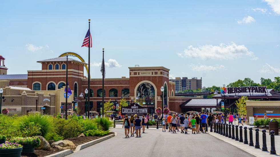 The new entrance to Hersheypark, a popular attraction in Chocolatetown USA.