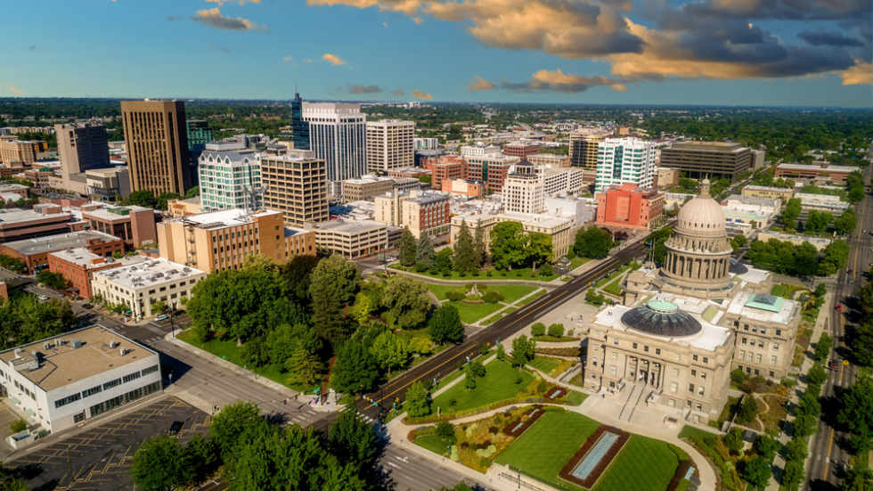  Idaho state capital with the Boise skyline background