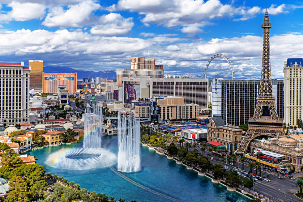 Las Vegas Nevada 2018 03 11 panoramic aerial view of the Las Vegas Strip.