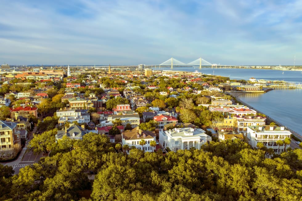  Aerial view of historic downtown Charleston SC