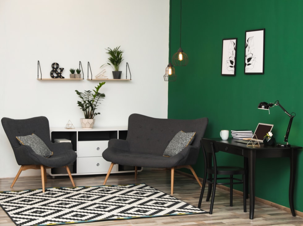 forest green office wall