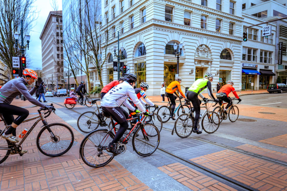 Cyclists in Downtown Portland