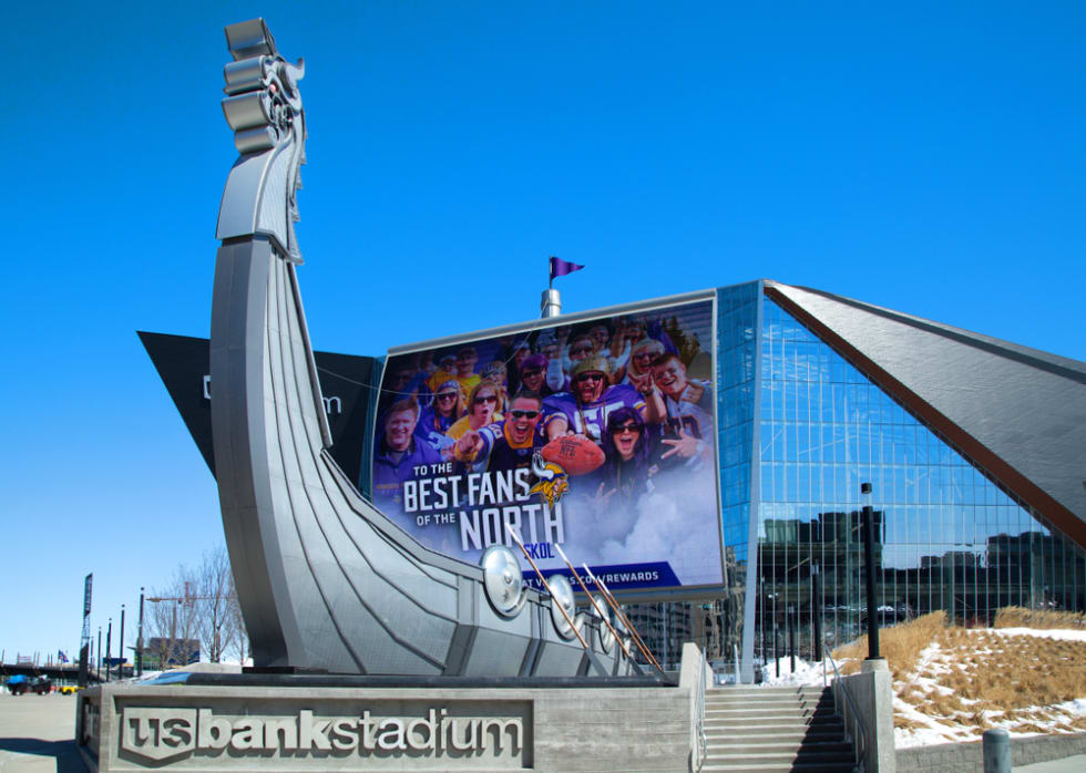 Sign outside of Minnesota Vikings Stadium, US Bank Stadium