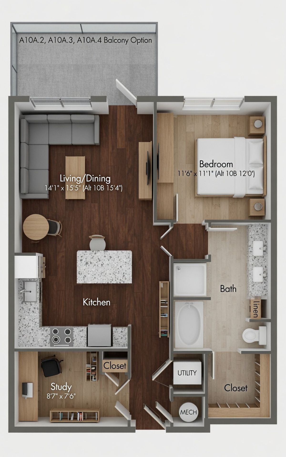 One Oak Grove – 1 bed, 1 bath, $2156