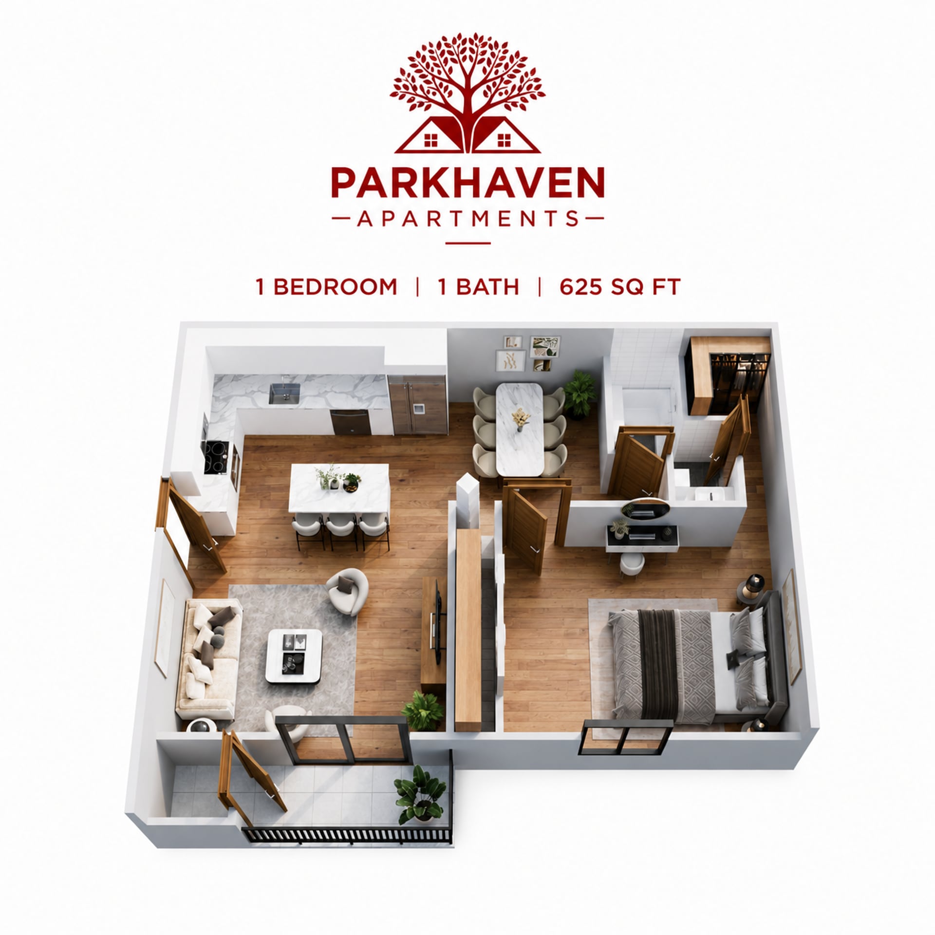 Parkhaven Apartments – 1 bed, 1 bath, $899
