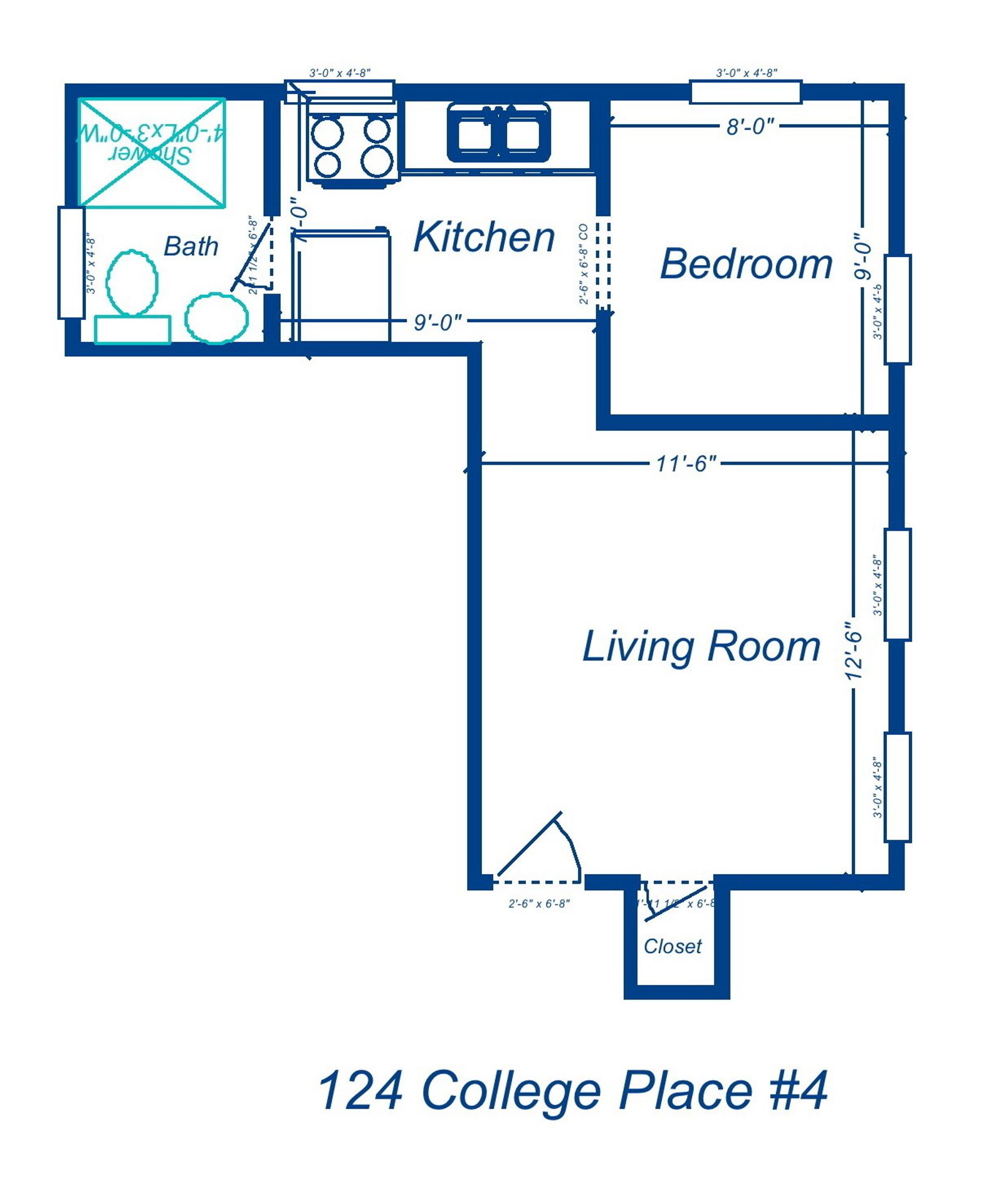 124 College Place – 1 bed, 1 bath, $1157