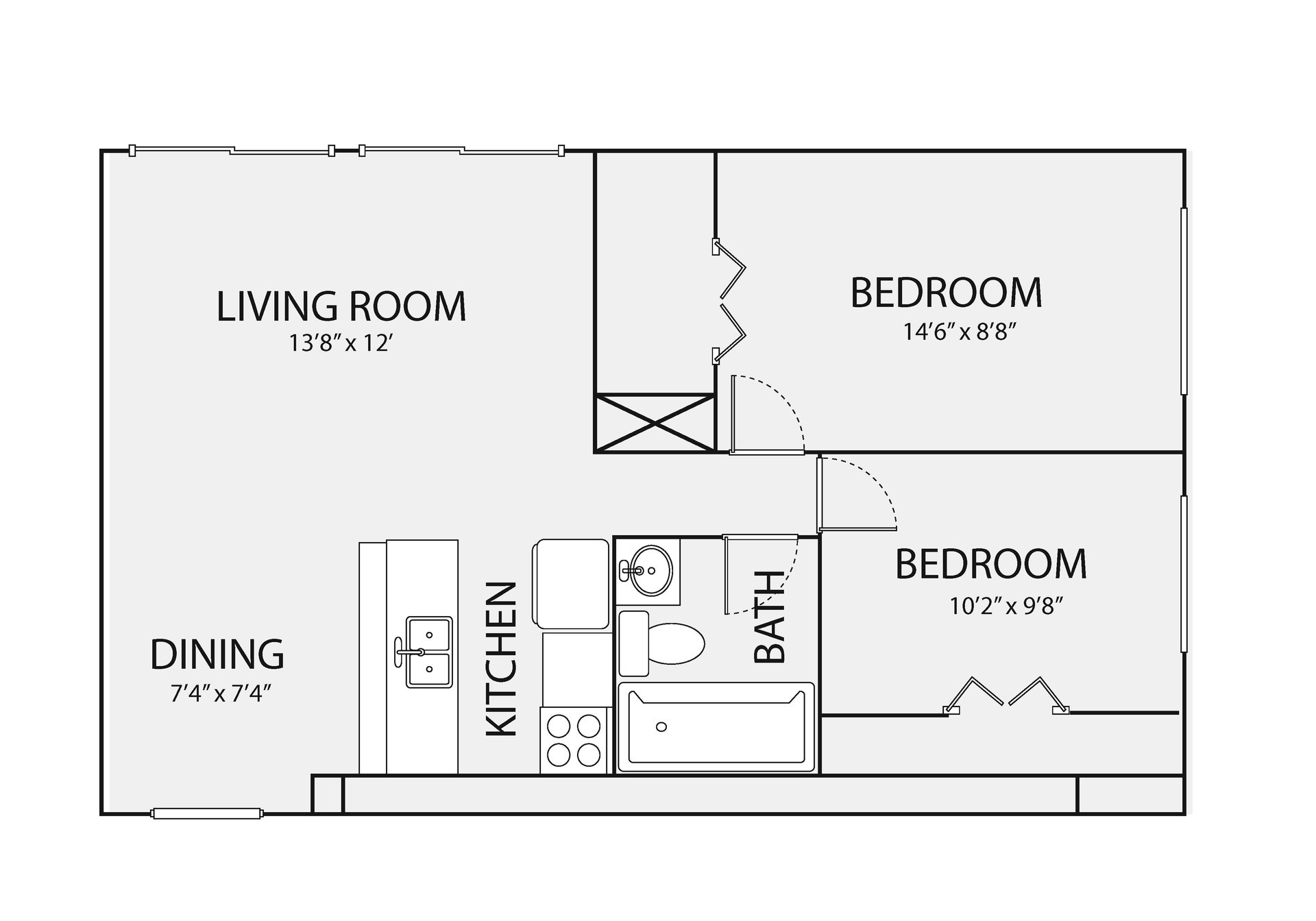 The Marks & The Embers – 2 beds, 1 bath, $1569
