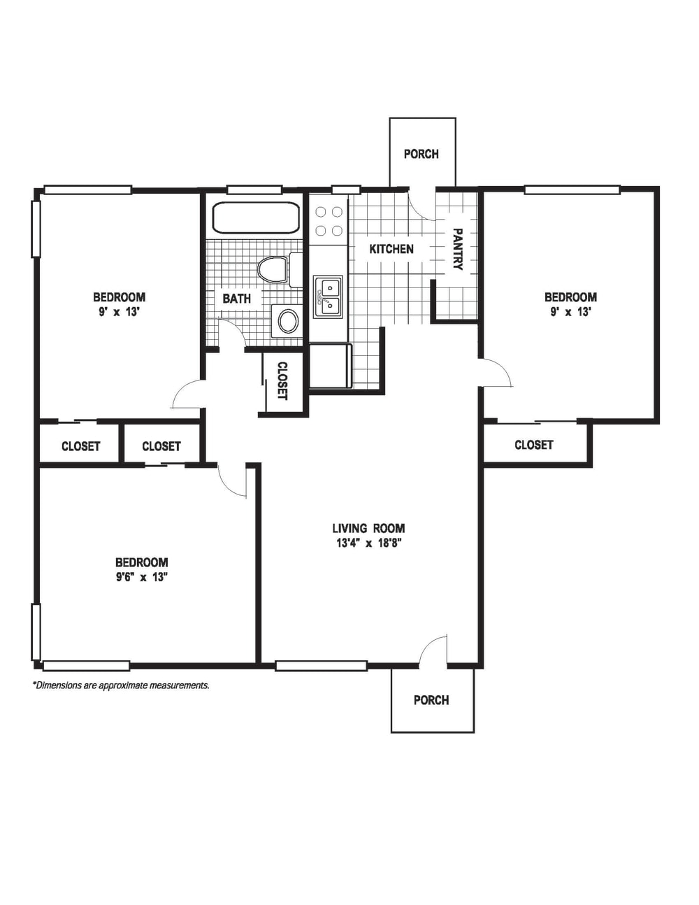 Glen Lennox Apartments – 3 Bedroom 1 Bath A