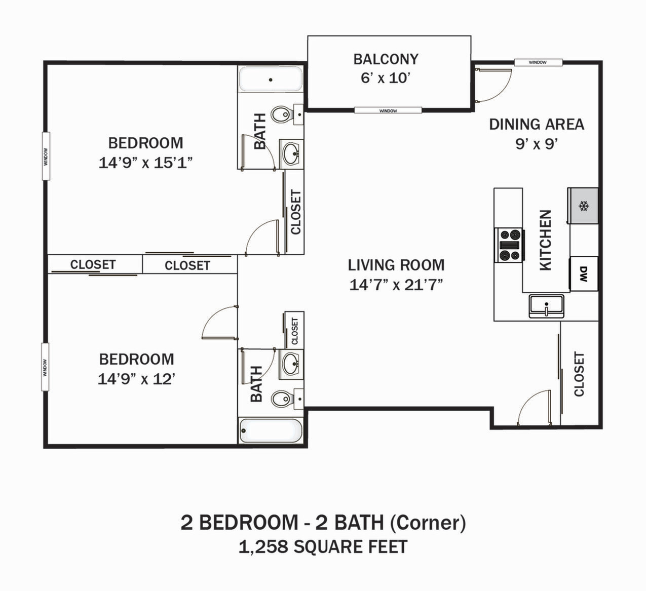 Oakwynne House – 2 Bedroom 2 Bath Corner