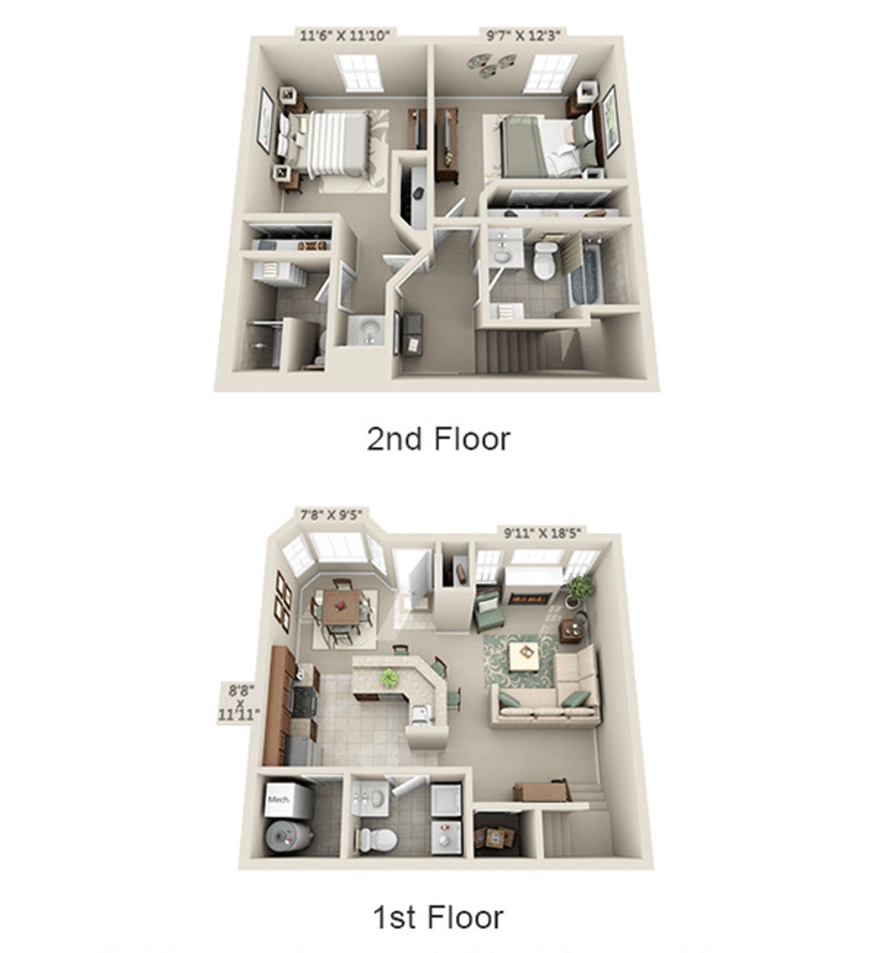 Lakeview Townhomes at Fox Valley – 2 beds, 2.5 baths, $2350