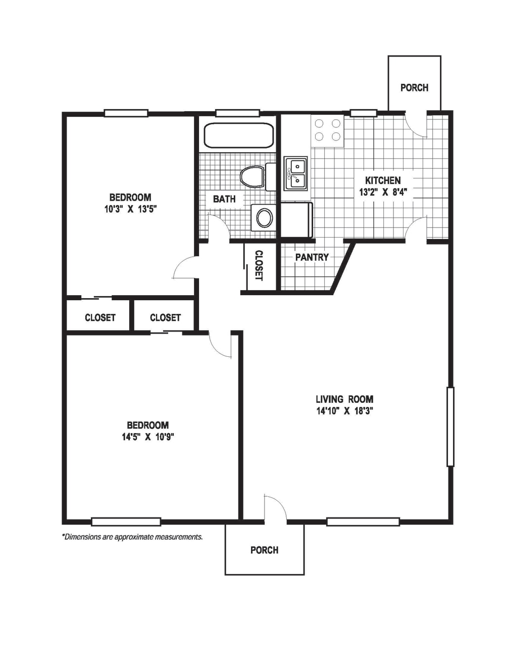 Glen Lennox Apartments – 2 Bedroom 1 Bath B