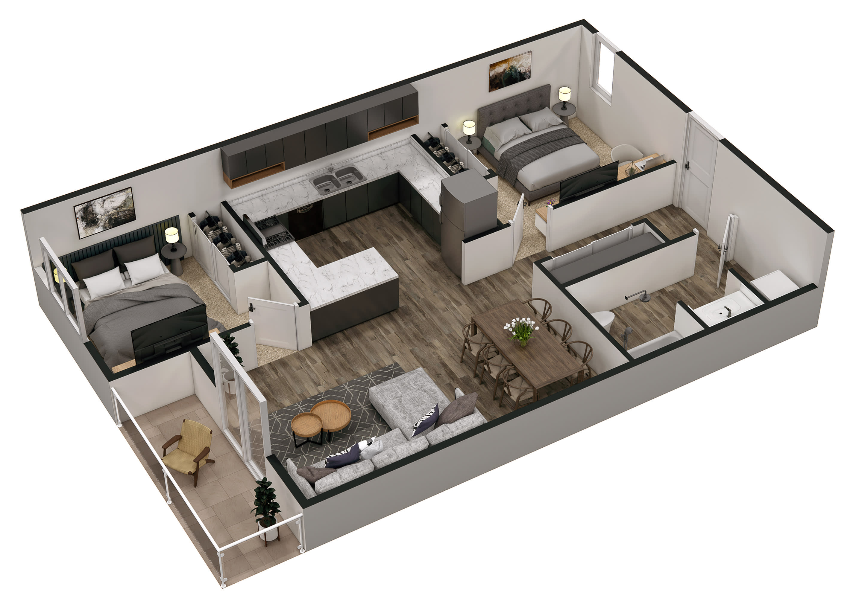 Alder Creek – 2 Bed 1 Bath Layout B