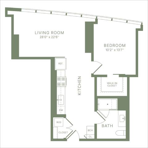 Albion Music Row – 1 bed, 1 bath, $2608