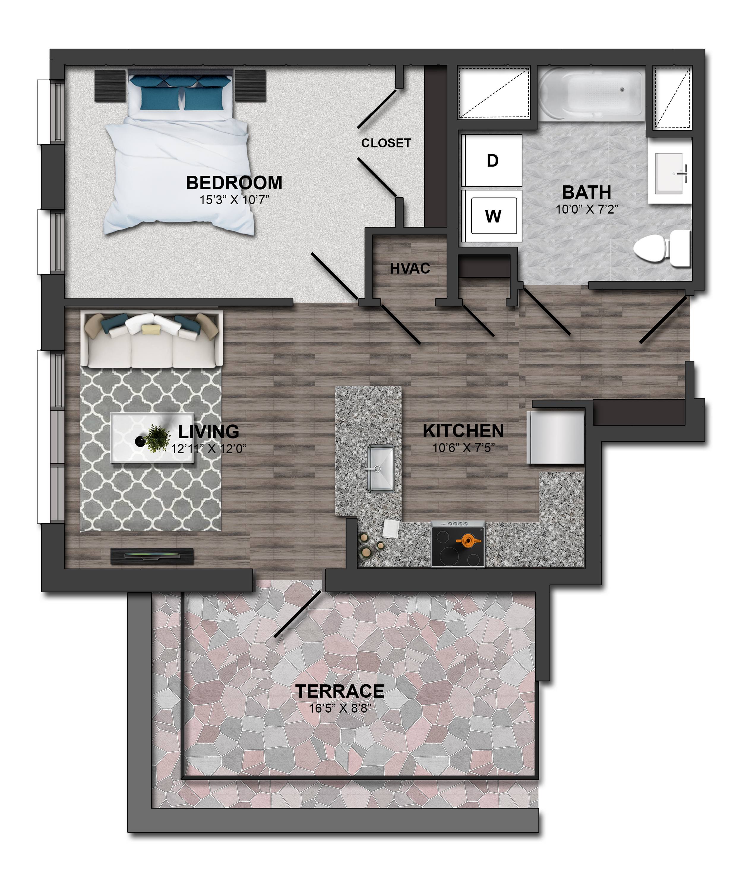 Maple View Flats – 1 Bed/1 Bath 60%-1U-HC (m254aa16)