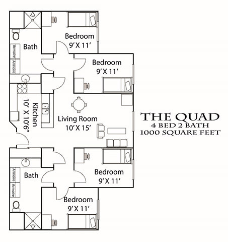 Bierman Place Student Housing – The Quad - By-the-bed