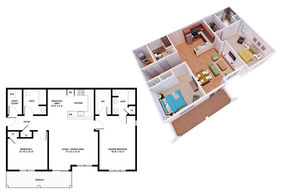The Cove – 2 beds, 2 baths, $3125