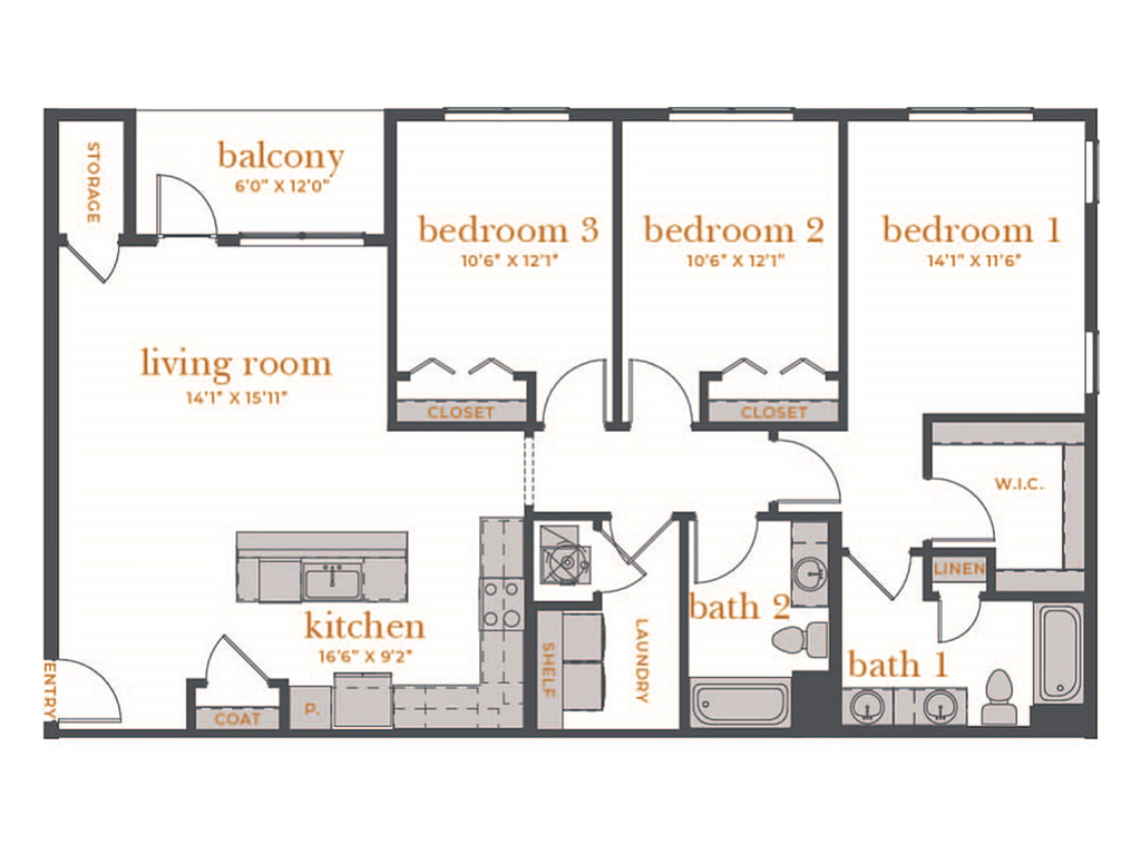 Valera Riverside – 3 Bed, 2 Bath A (80% Income Restricted)