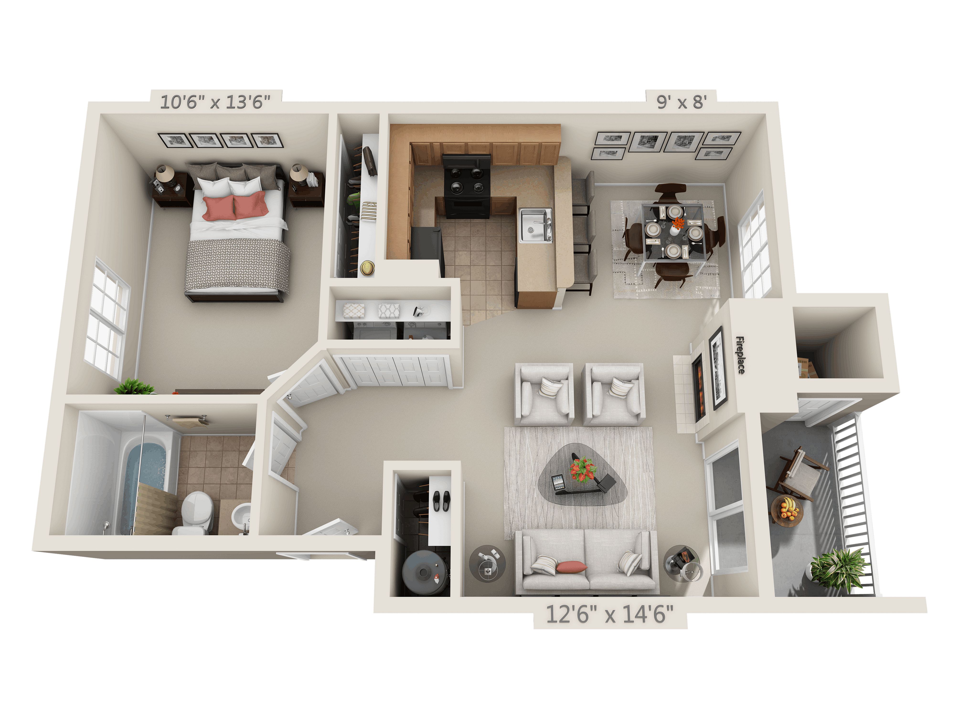 Waterford – 1 Bed, 1 Bath B (80% Income Restricted)