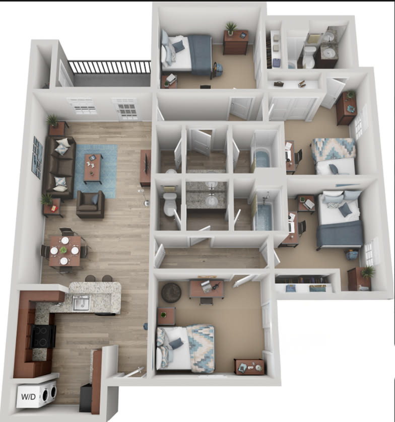 Flatts at South Campus – 4 Bedroom (D3)