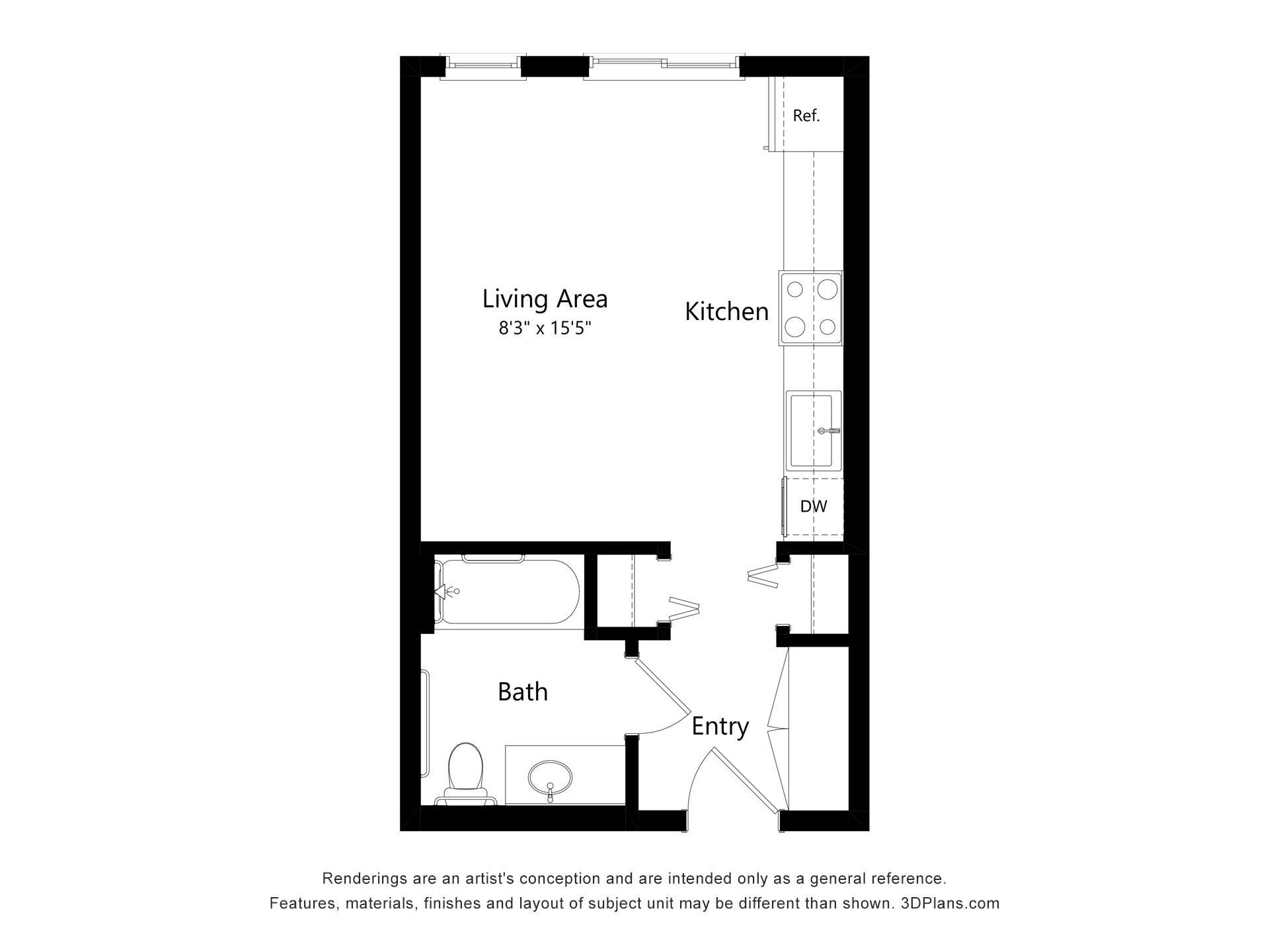 Athene Senior Living – Studio, 1 Bathroom 30%