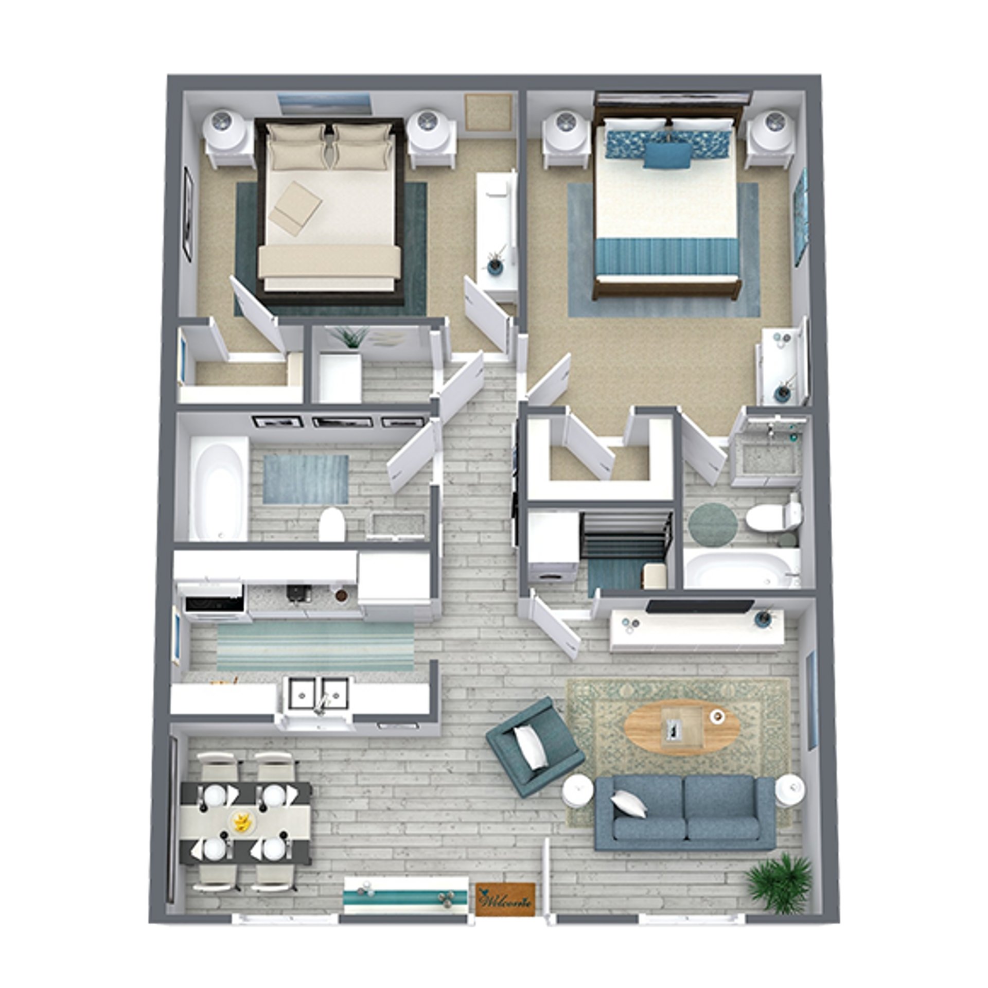 Courtyards on the Park – 2 beds, 2 baths, $975