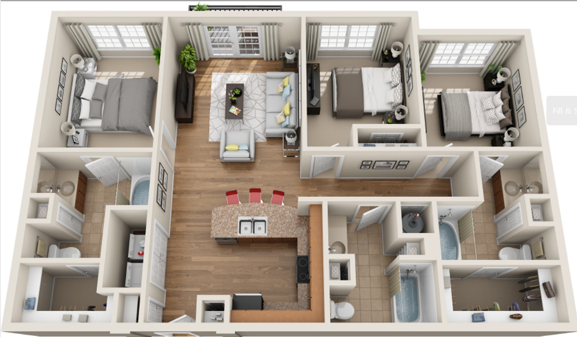 Fully Furnished Condo! Available Now! – 3 beds, 3 baths, $2400