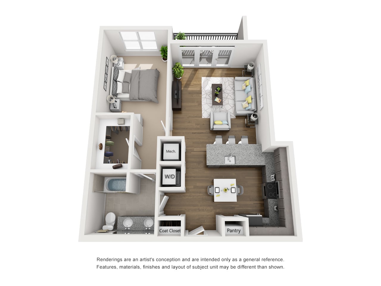 The Anderson – Floor Plan F One Bedroom / One Bath