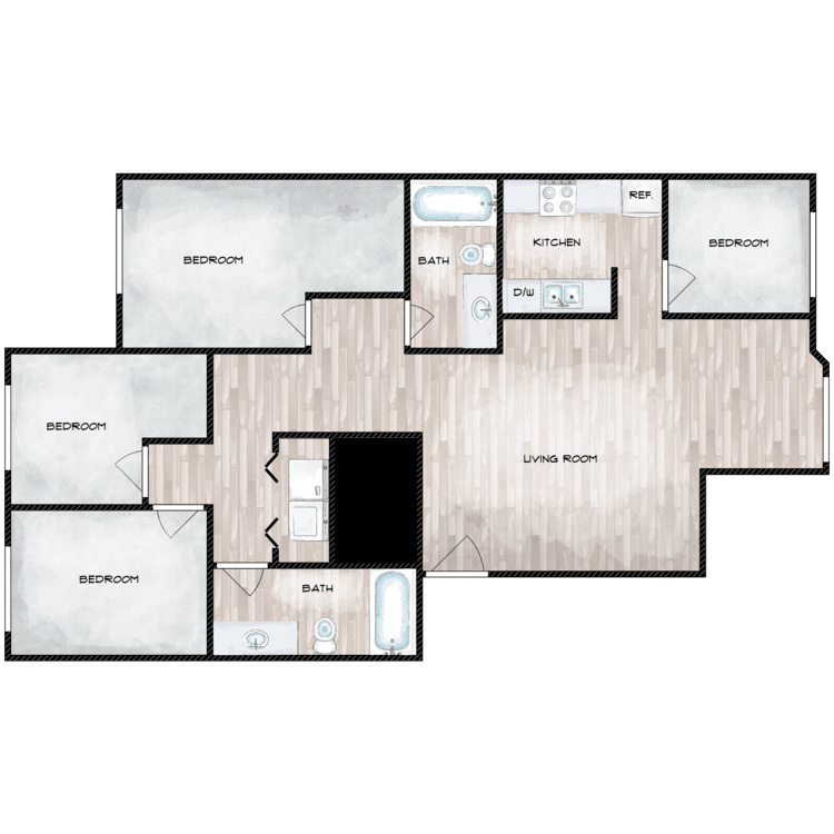 Park Place – 4 Bedroom 2 Bath