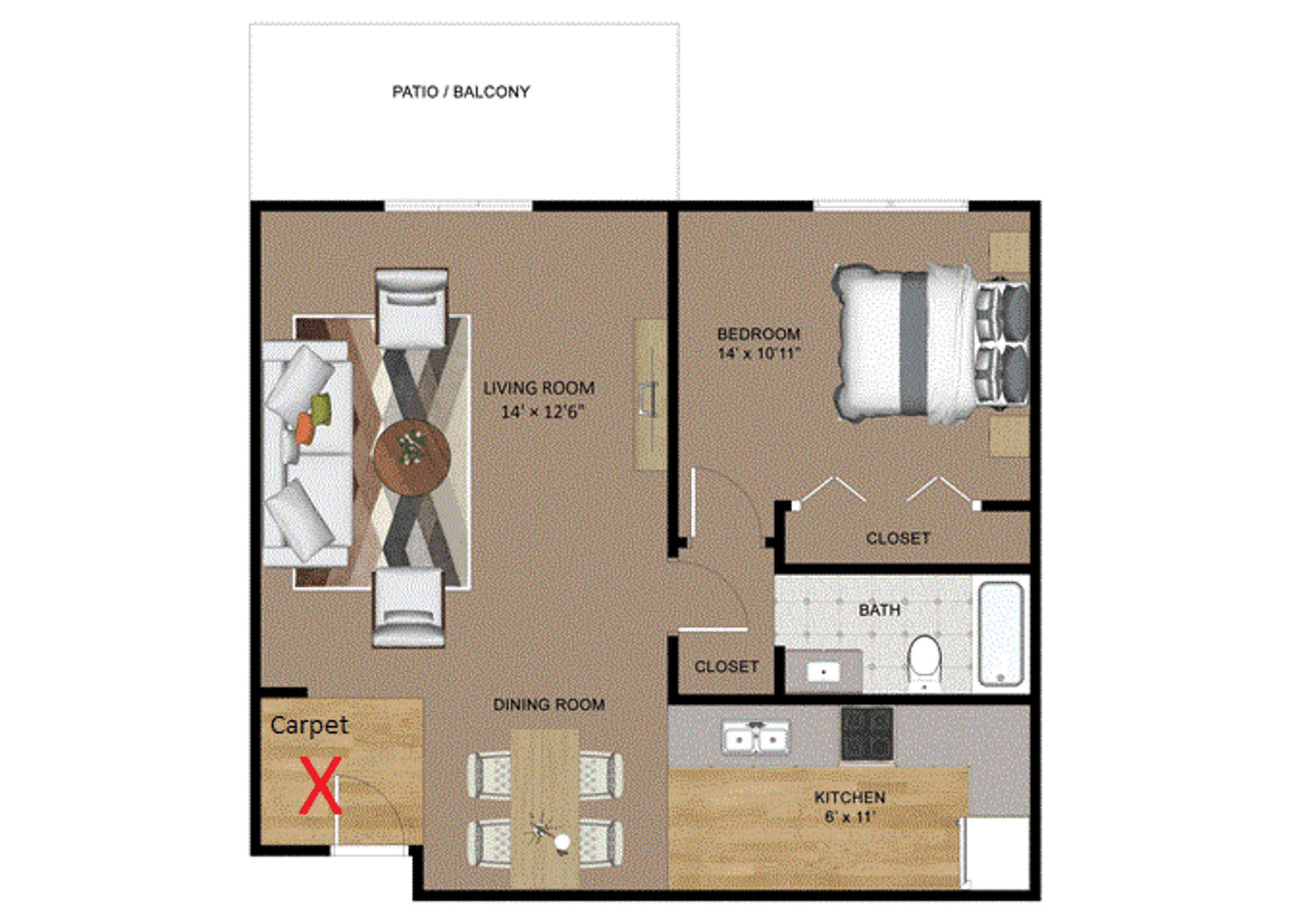 The Pointe on Fleur – 1 bed, 1 bath, $675