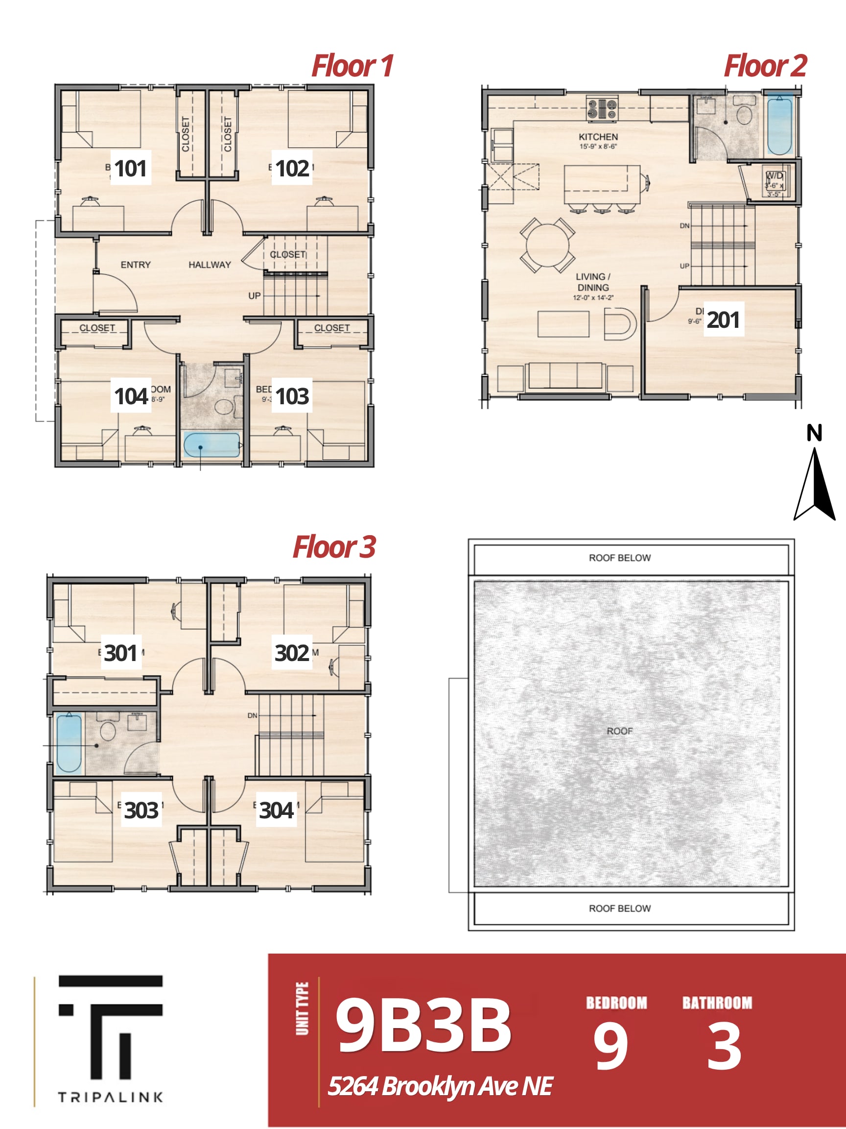 The Grey House – 5264 Brooklyn Ave NE - 301 (Shared Bathroom)