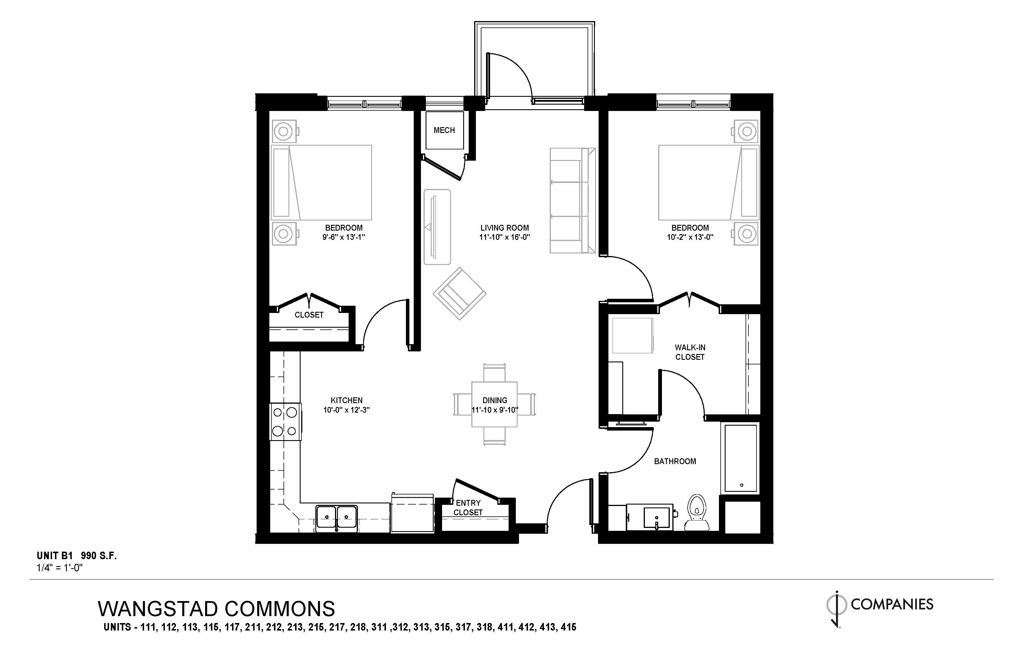 Wangstad Commons – 2 Bedroom (B1-3050)