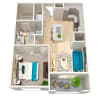 Floor plan: A2 742sf 1/1