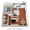 Floor plan: 1 Bedroom 1 Bath - A1