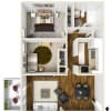 Floor plan: B1 2x1 Renovated