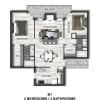 Floor plan: 2 bdrm 2 bath