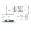 Floor plan: 2 Bed, 1 Bath Renovated