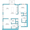 Floor plan: Two Bedroom Two Bath (982 SF)