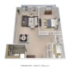 Floor plan: PCH 1 Bdrm - B