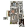 Floor plan: 2 Bed, 1 Bath A (60% Income Restricted)