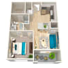 Floor plan: A1 670sf 1/1
