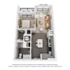 Floor plan: 1-Bedroom 1-Bathroom | 677 sqft
