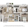 Floor plan: 2 Bedroom, 2 Bath (Balcony/Fireplace/Courtyard View)