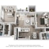Floor plan: 2 Bed 2 Bath 946 SF