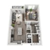 Floor plan: 1 Bedroom 1 Bath 732 sqft (A2)