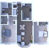Floor plan: 2 Bedrooms Floor Plan B1R