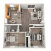 Floor plan: 2 bed 1 bath 