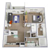 Floor plan: 1 Bed, 1 Bath A