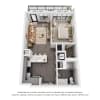Floor plan: 1-Bedroom 1-Bathroom | 697 sqft B